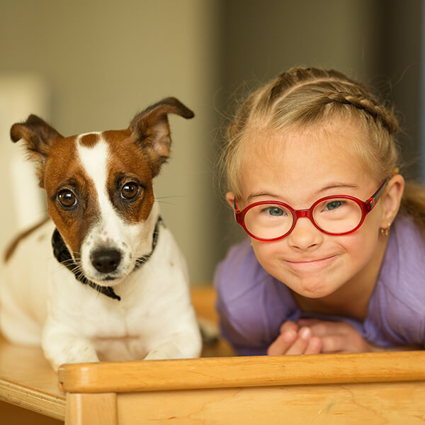 Assistive Animal, Autism Assistance Dog Helping an Autistic Girl