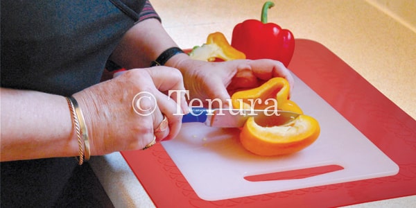 Anti-Slip Mat under Chopping Board-Old Lady Chopping Veg