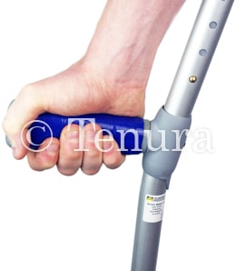 Crutch handle wrapped with Grip Strips