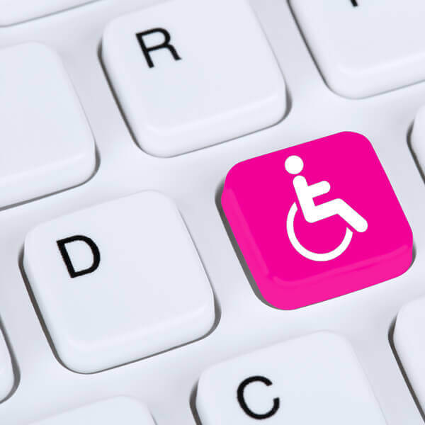 Website Accessibility - Keyboard Key with Wheelchair Symbol - Pink