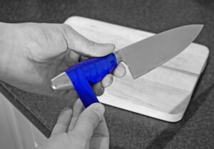 Blue Grip Strip on Kitchen Knife