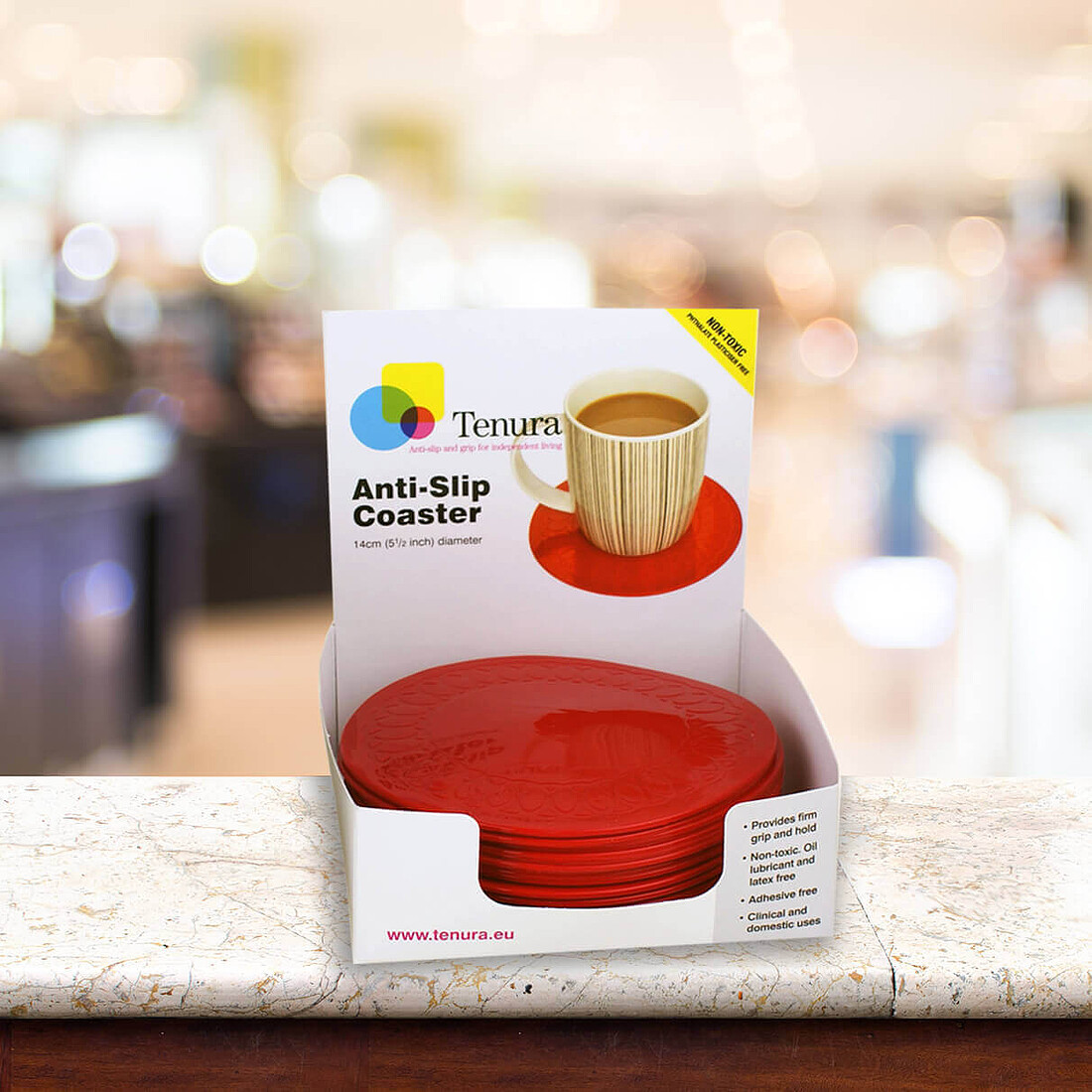 Tenura Anti-Slip Silicone Rubber 14cm Round Coaster Bulk Pack of 25 - Image 5