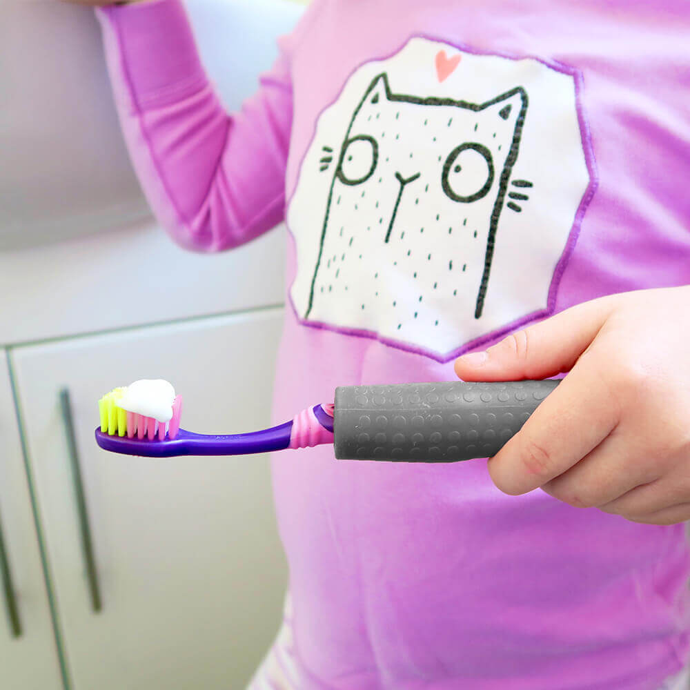 T-PCG-G-Grey-Childrens-Cutlery-Grips-Girl-Holding-Toothbrush-5