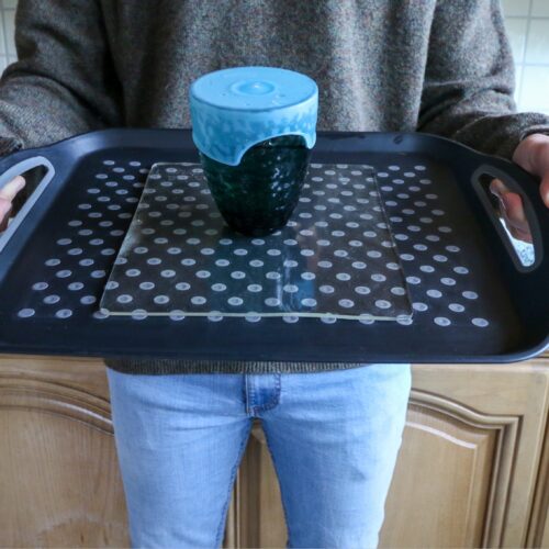 T-EG-1 Clear Extreme Mat Used as a Tray Liner with Cup & CupCap-4