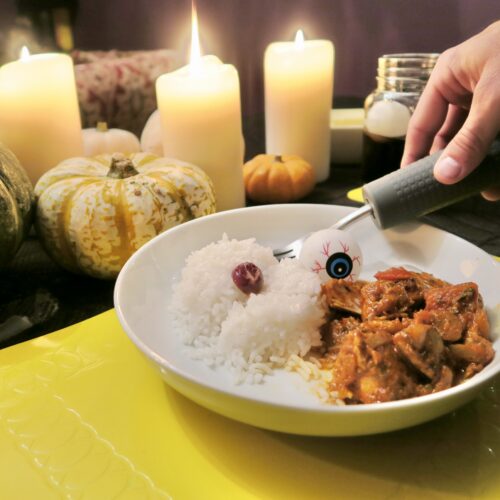 TC-MAT-35-3-Yellow-Table-Mat+T-CG-Cutlery-Grips-Plate-of-Food-Halloween-Autumn-3