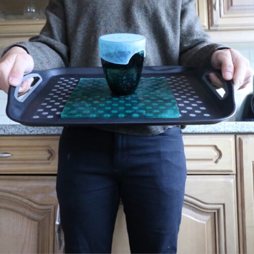 T-EG-2 Green Extreme Mat Used as a Tray Liner with Cup & CupCap-4