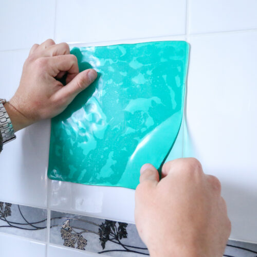 T-EG-2 Green Extreme Mat Being Applied to Tiled Wall-4