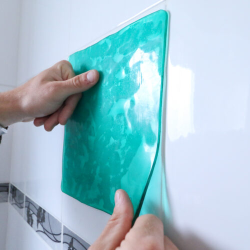 T-EG-2 Green Extreme Mat Being Applied to Tiled Wall-1