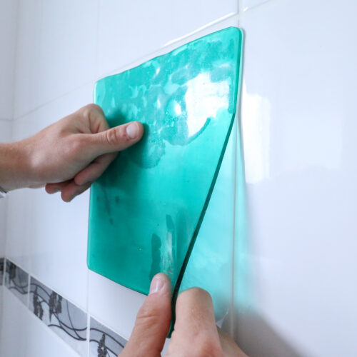 T-EG-2 Green Extreme Mat Being Applied to Tiled Wall-2