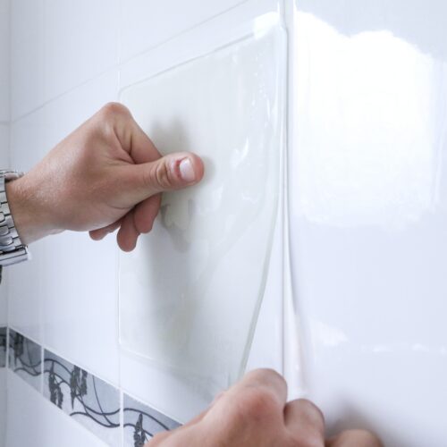 T-EG-1 Clear Extreme Mat Being Applied to Tiled Wall-4