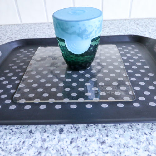 T-EG-1 Clear Extreme Mat Used as a Tray Liner with Cup & CupCap-2